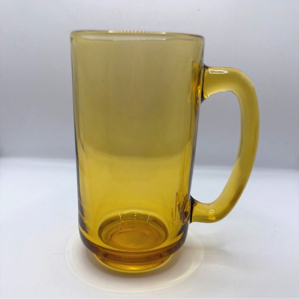 Vintage Hazel Atlas Amber Glass Mug Stein w/ Handle 10oz Retro Barware